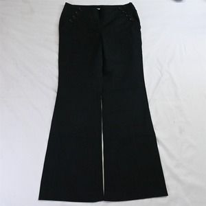 LOFT 6 Black Kate Side Zip Sailor‎ Button Trouser Flare Dress Pants